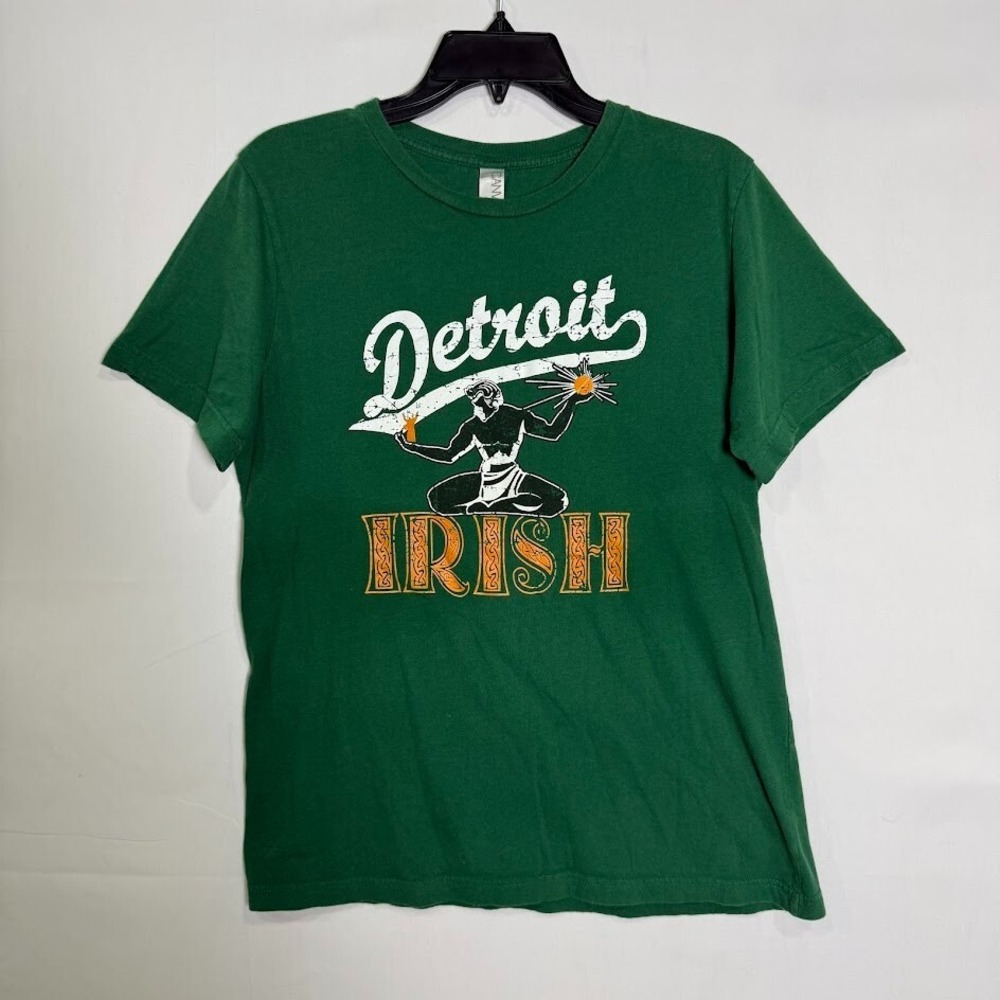 Detroit Irish Short Sleeve T-Shirt Mens M Green Bella + Canvas Graphic Tee